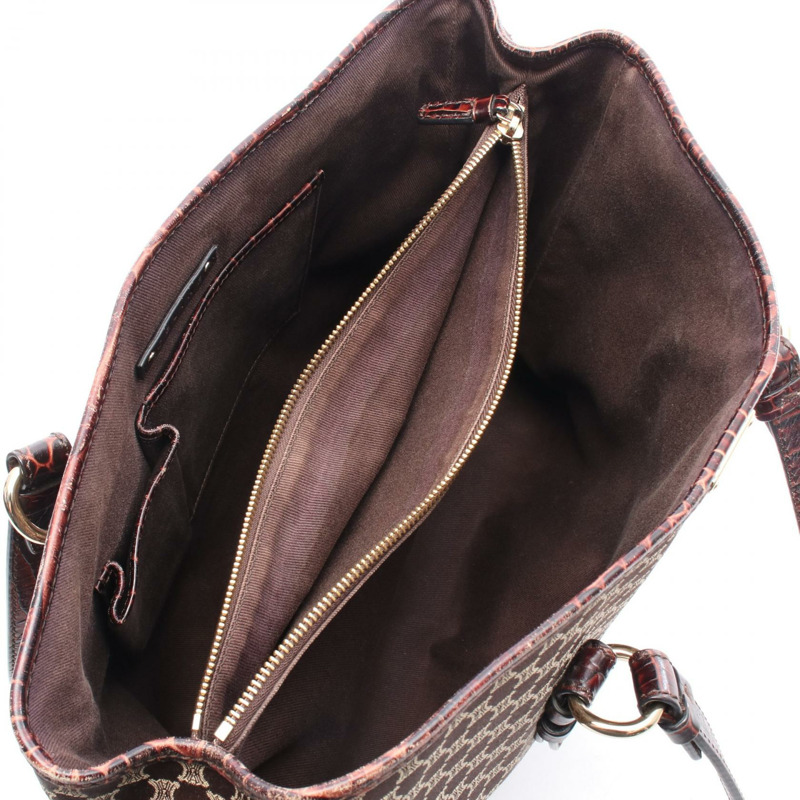 CELINE Macadam 肩背手袋 帆布皮革 棕色 二手 女士-2