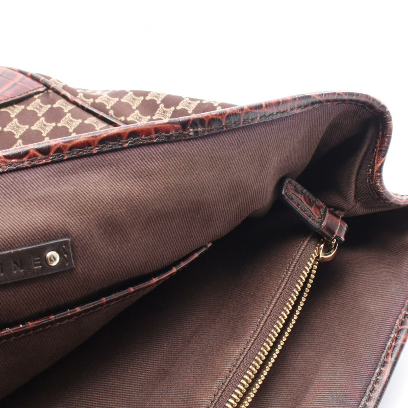 CELINE Macadam 肩背手袋 帆布皮革 棕色 二手 女士-5