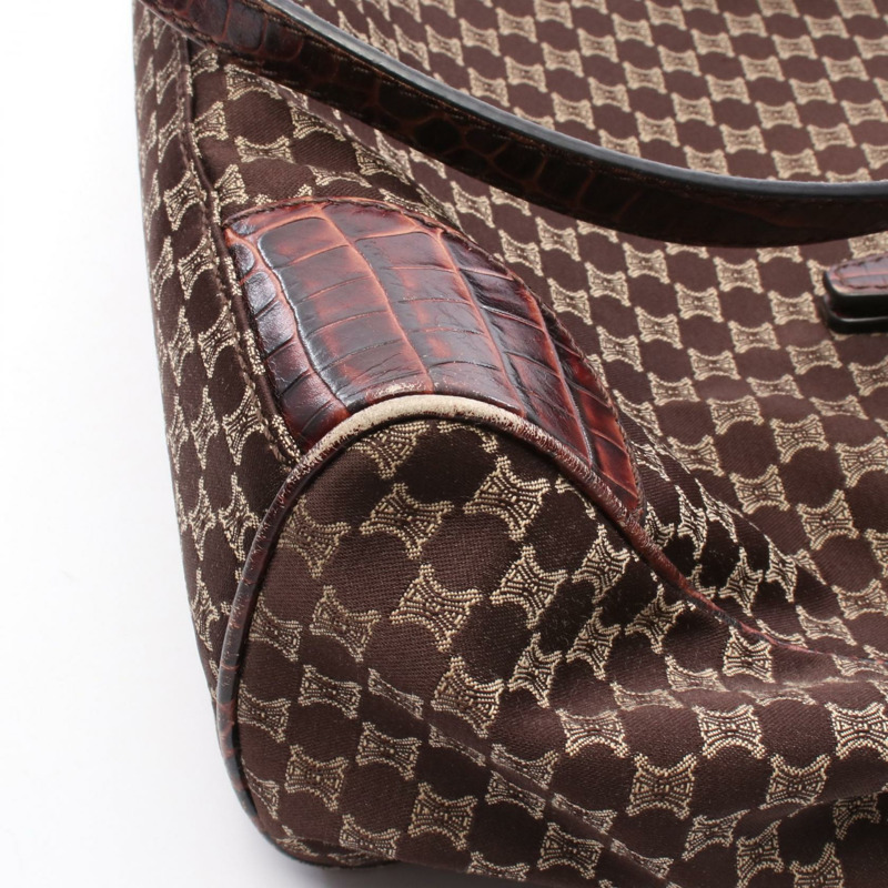 CELINE Macadam 肩背手袋 帆布皮革 棕色 二手 女士-6