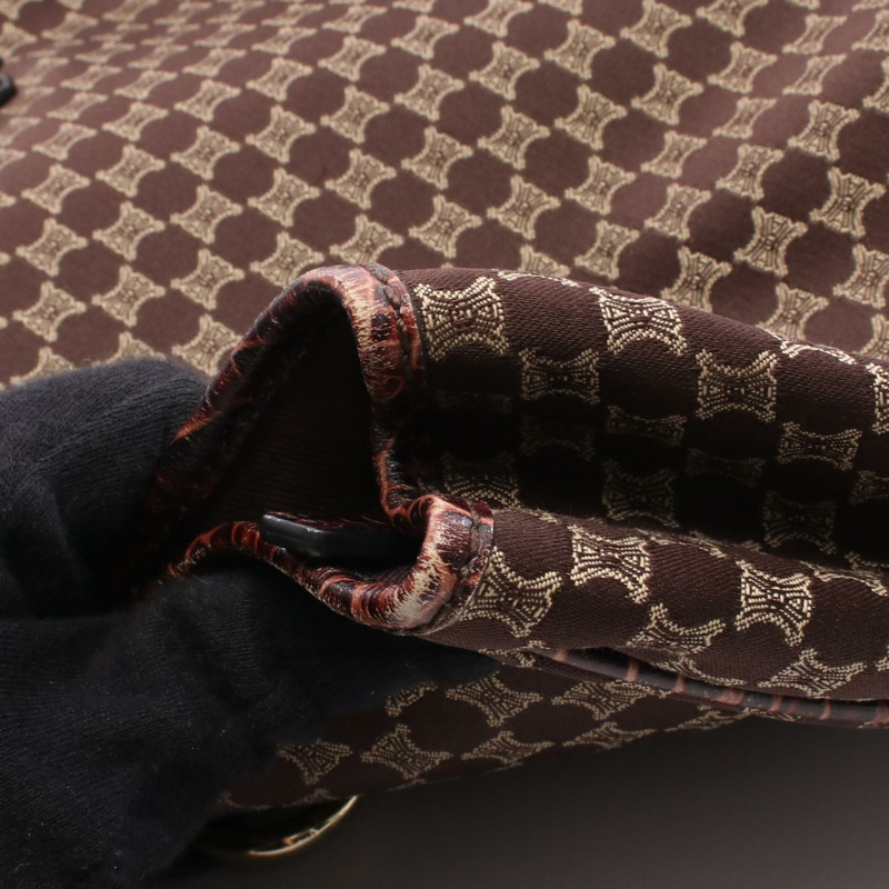 CELINE Macadam 肩背手袋 帆布皮革 棕色 二手 女士-8