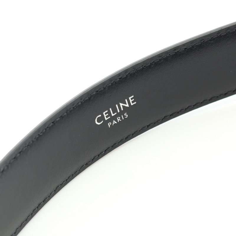 CELINE 中號 Triomphe 腰帶 45AKA2ACO38SI80 皮革 PVC 黑色棕色 全新 女士 80-3