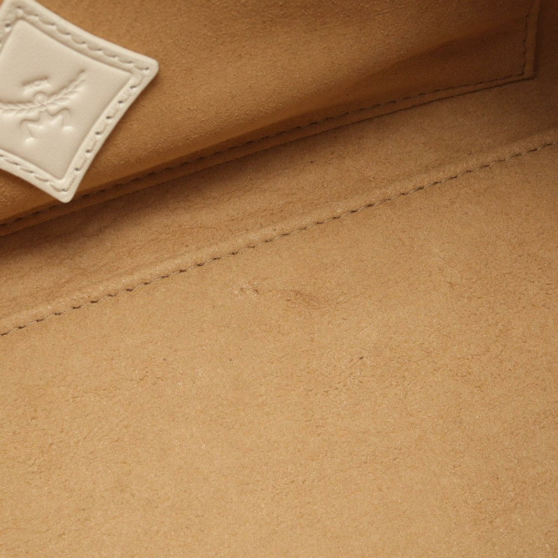 MCM Visetos 2Way 肩背包 手袋 旅行包 帆布 皮革 白色 二手 女款-7