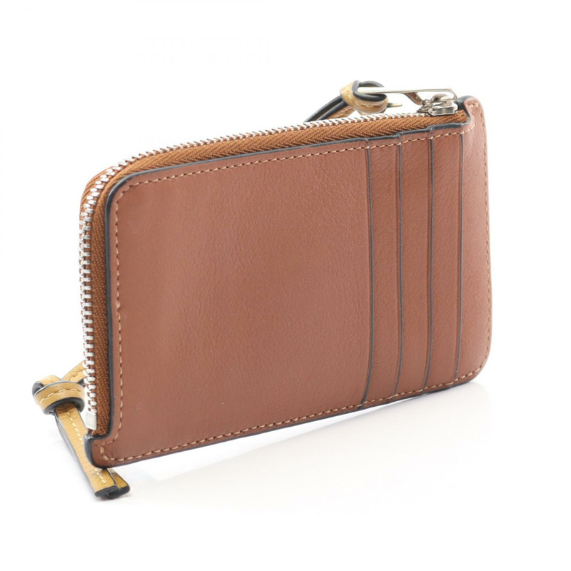 LOEWE anagram fragment case 零錢包 皮革 棕色 二手 女士-1