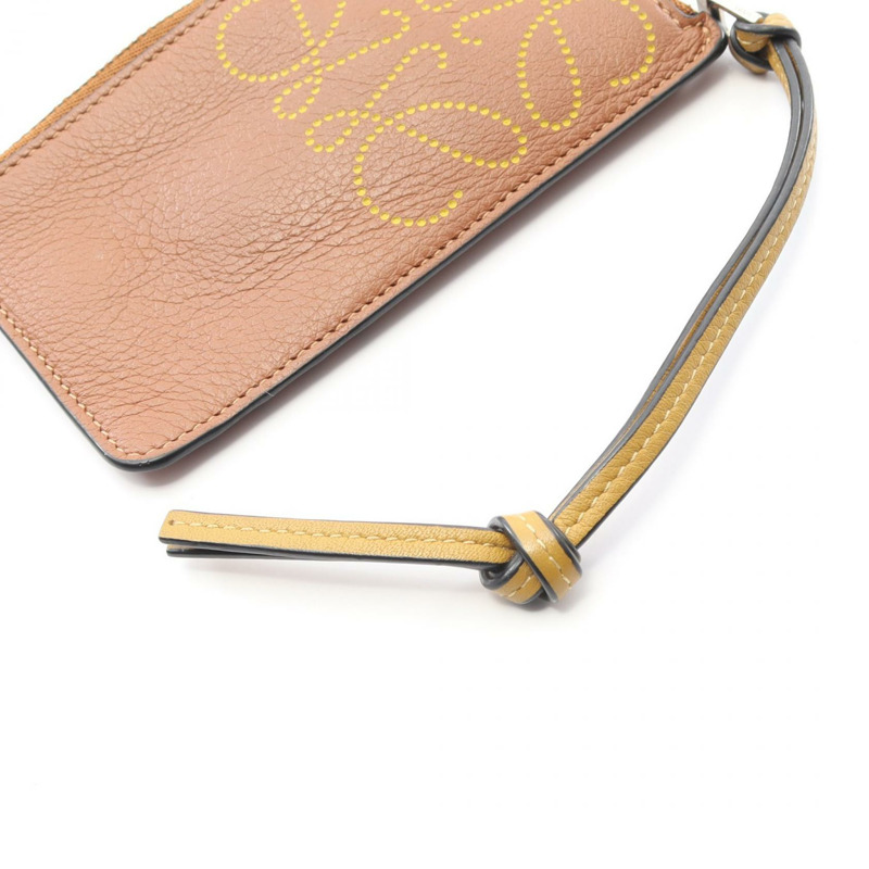 LOEWE anagram fragment case 零錢包 皮革 棕色 二手 女士-5