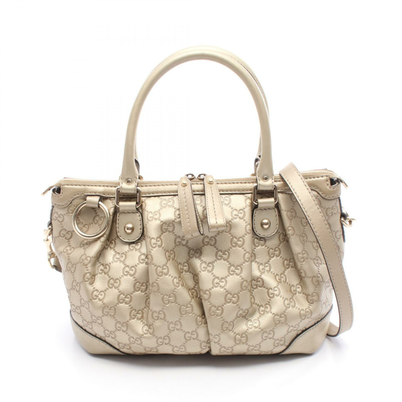 GUCCI Sukey Guccissima 斜背單肩包 247902 皮革 金色 二手-0