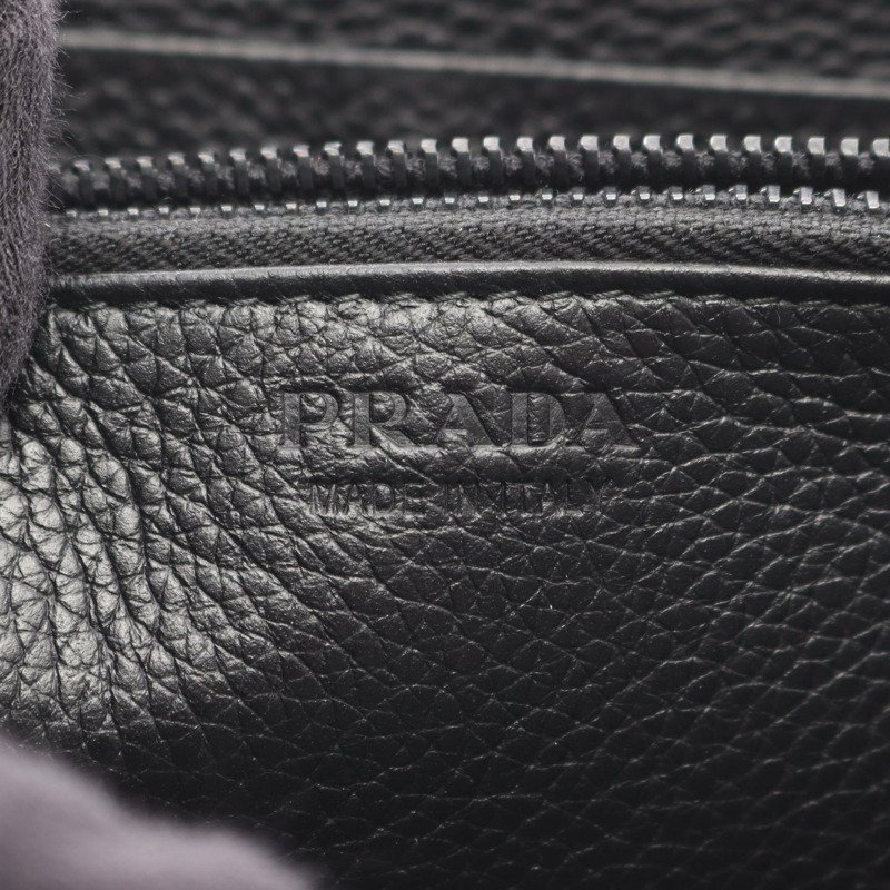 PRADA TORO Around 拉鍊長皮夾 2ML317 皮革 黑色 二手 男式-3