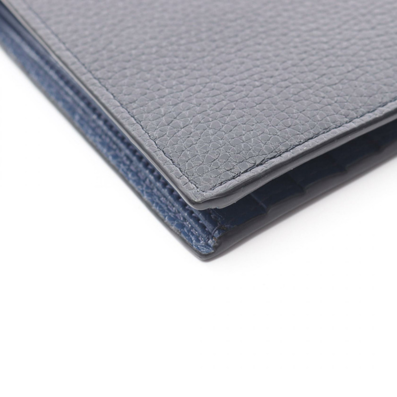 PRADA TORO 雙折皮夾 皮夾 2MO738 皮革 黑色 藍色 二手 男式-5