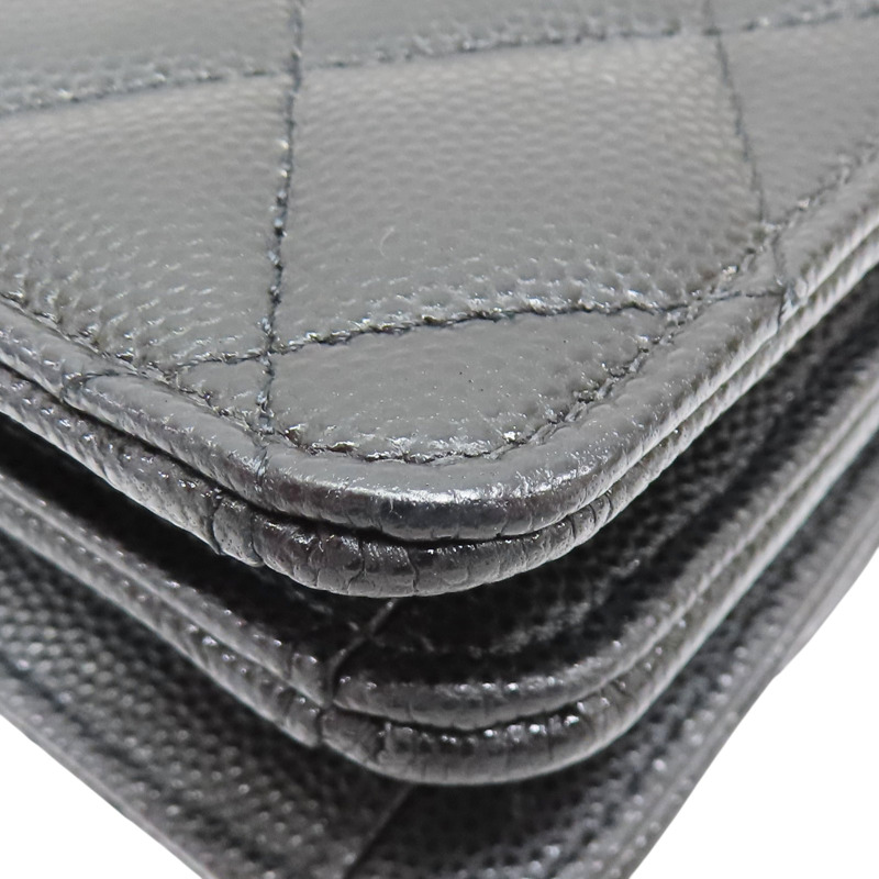 黑色 牛皮 菱格紋 荔枝牛皮 WOC 鍊帶 肩背包 金扣【CHANEL 香奈兒】 AP3318-14