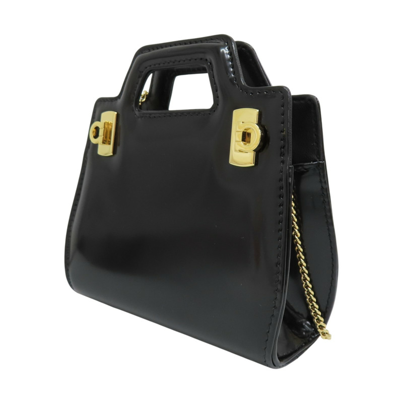 黑色 漆皮 Wanda Micro 肩背包 [Salvatore Ferragamo 菲拉格慕]-2