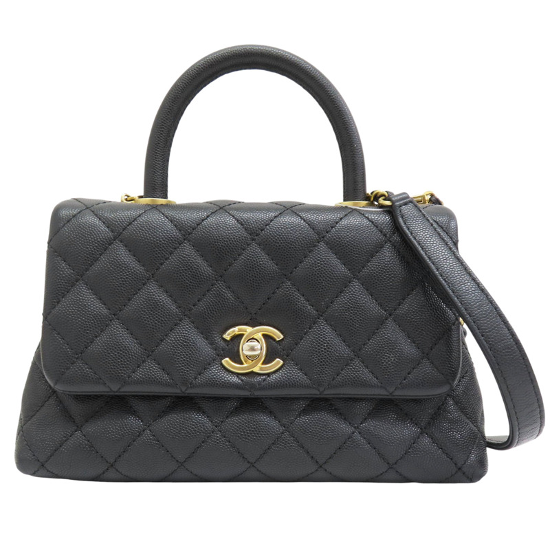 菱格紋 荔枝牛皮 COCO Handle XS 鍊帶 肩背包 金扣【CHANEL 香奈兒】 A92990-0