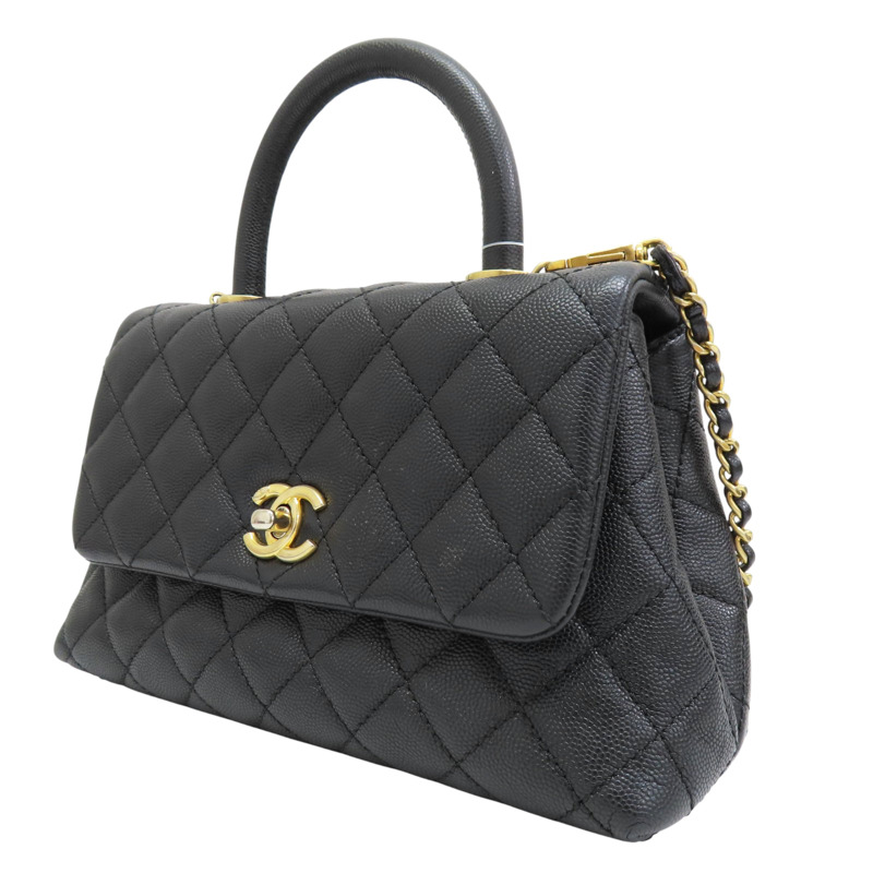 菱格紋 荔枝牛皮 COCO Handle XS 鍊帶 肩背包 金扣【CHANEL 香奈兒】 A92990-2