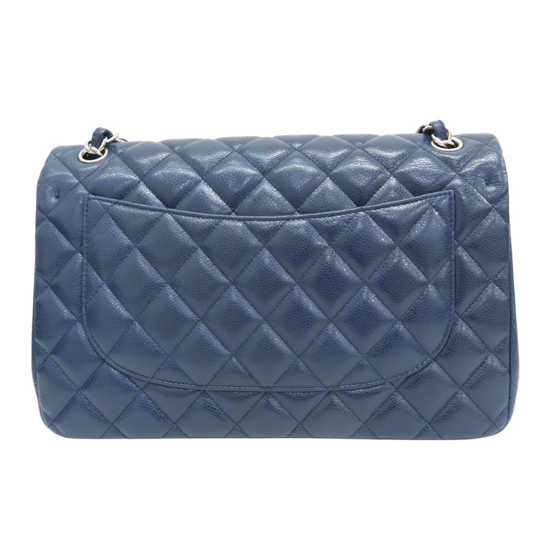 藍色 菱格紋 荔枝牛皮 Jumbo 30 肩背包【CHANEL 香奈兒】 A58600-1