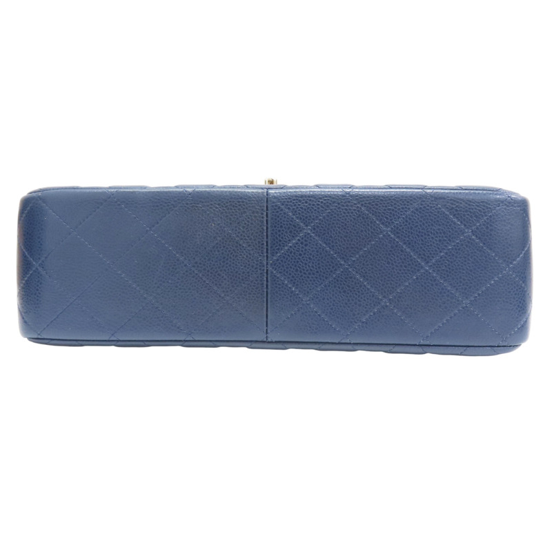 藍色 菱格紋 荔枝牛皮 Jumbo 30 肩背包【CHANEL 香奈兒】 A58600-3