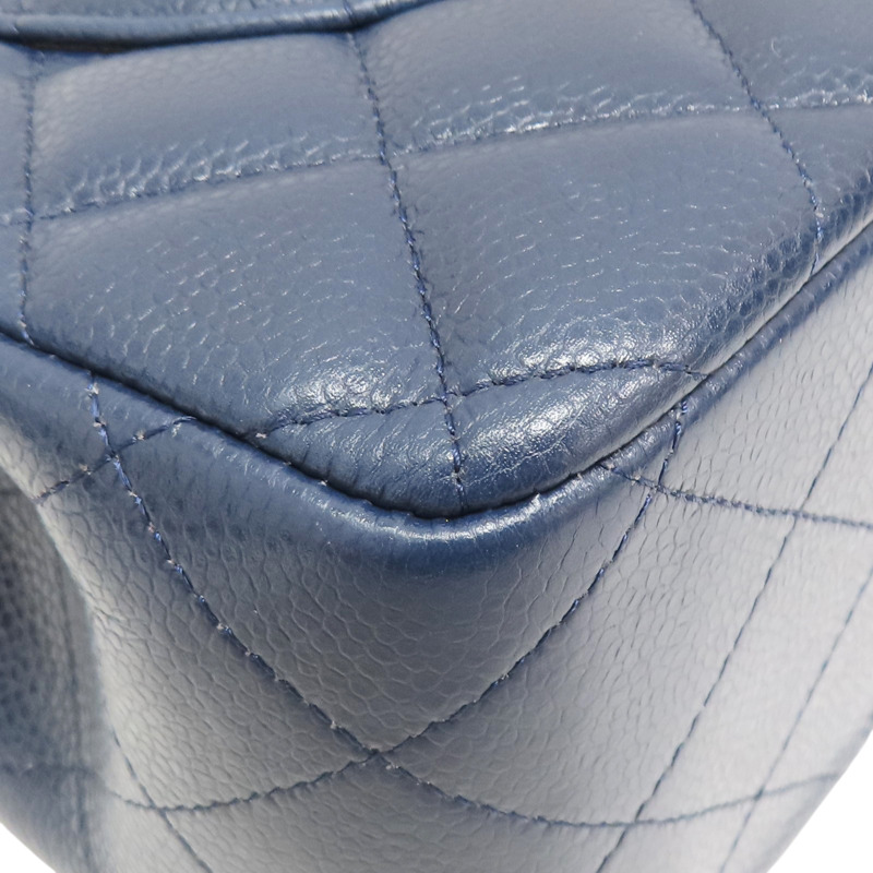 藍色 菱格紋 荔枝牛皮 Jumbo 30 肩背包【CHANEL 香奈兒】 A58600-10