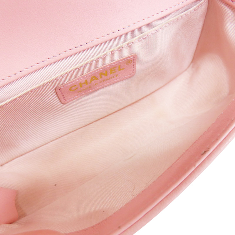 粉色 牛皮 Boy 20 鍊帶 肩背包 金扣 無卡【CHANEL 香奈兒】 A67085-4