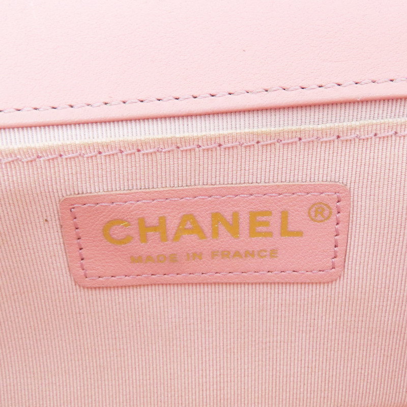 粉色 牛皮 Boy 20 鍊帶 肩背包 金扣 無卡【CHANEL 香奈兒】 A67085-5