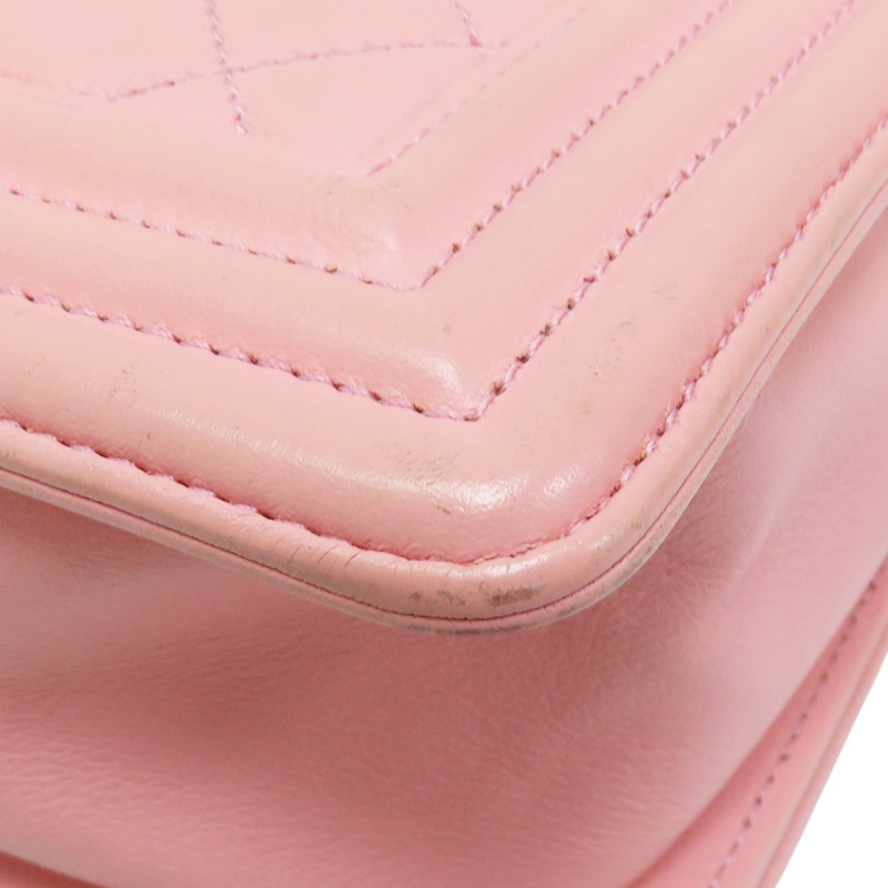 粉色 牛皮 Boy 20 鍊帶 肩背包 金扣 無卡【CHANEL 香奈兒】 A67085-11