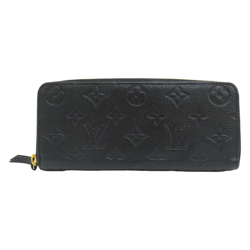 黑色 原花壓紋牛皮 Clemence 拉鍊長夾 M60171 [LV Louis Vuitton 路易威登] M60171-0