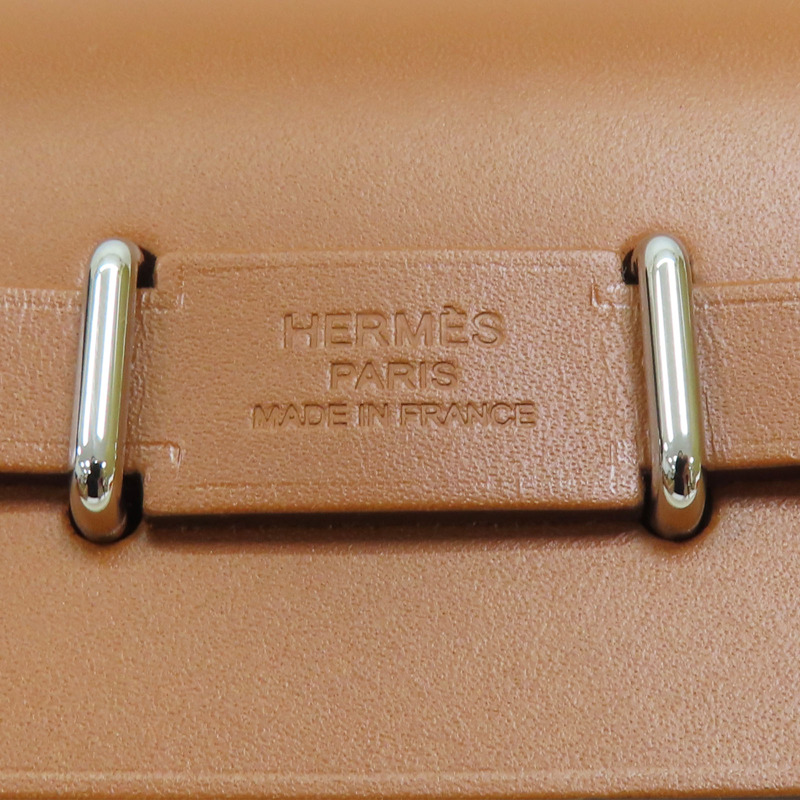 白色帆布 棕色牛皮 Herbag Mini 肩背包 K刻 銀扣【HERMES 愛馬仕】-7