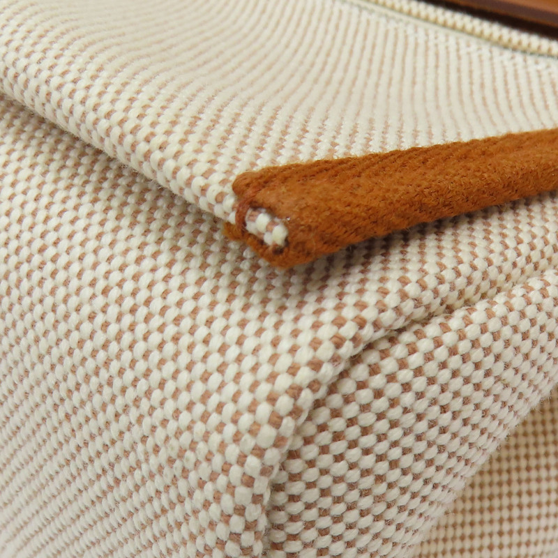 白色帆布 棕色牛皮 Herbag Mini 肩背包 K刻 銀扣【HERMES 愛馬仕】-15