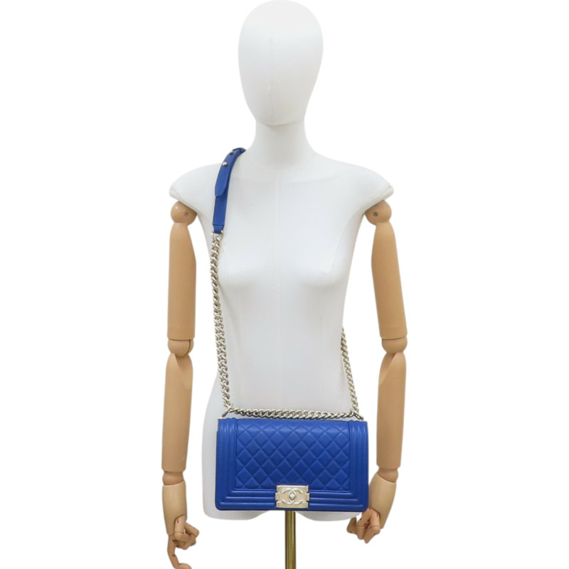 藍色羊皮 Boy25cm 肩背包 A67086 [CHANEL 香奈兒] A67086-10