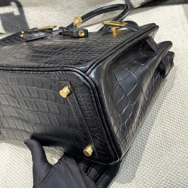 【極致天菜】HERMES 25CM BIRKIN 霧面鱷魚 黑金-2