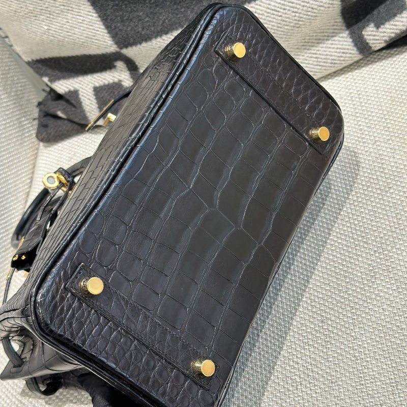 【極致天菜】HERMES 25CM BIRKIN 霧面鱷魚 黑金-3