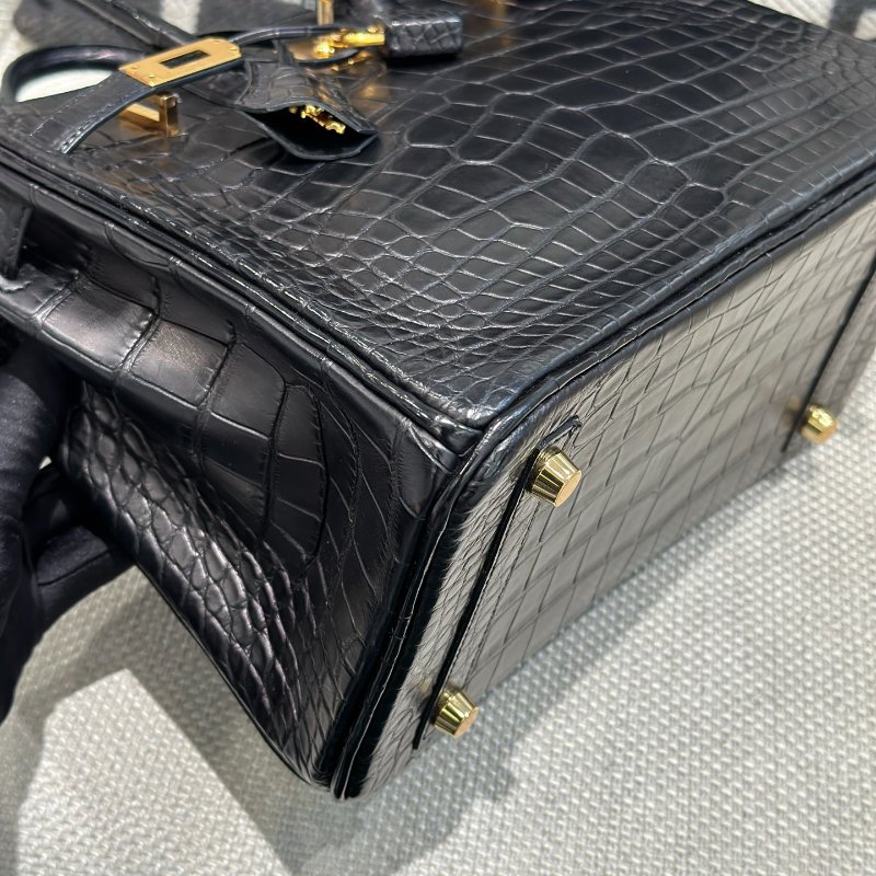 【極致天菜】HERMES 25CM BIRKIN 霧面鱷魚 黑金-5