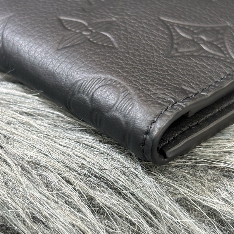 LV M62899 黑色原花老花字紋牛皮 萬用錢包信用卡夾證件套悠遊卡夾名片夾名片包-6