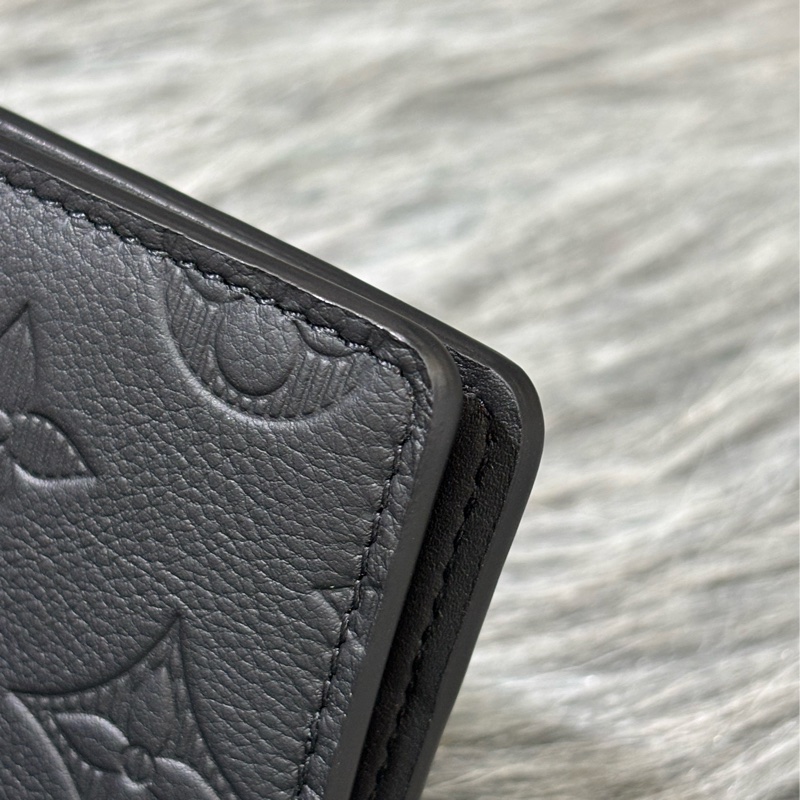 LV M62899 黑色原花老花字紋牛皮 萬用錢包信用卡夾證件套悠遊卡夾名片夾名片包-12