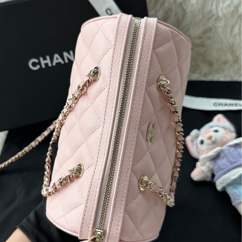 【配件:防塵袋 💕】chanel 25S 保齡球 粉色 櫻花粉  淺粉色 金扣 手提 單肩 斜挎 荔枝牛皮-4