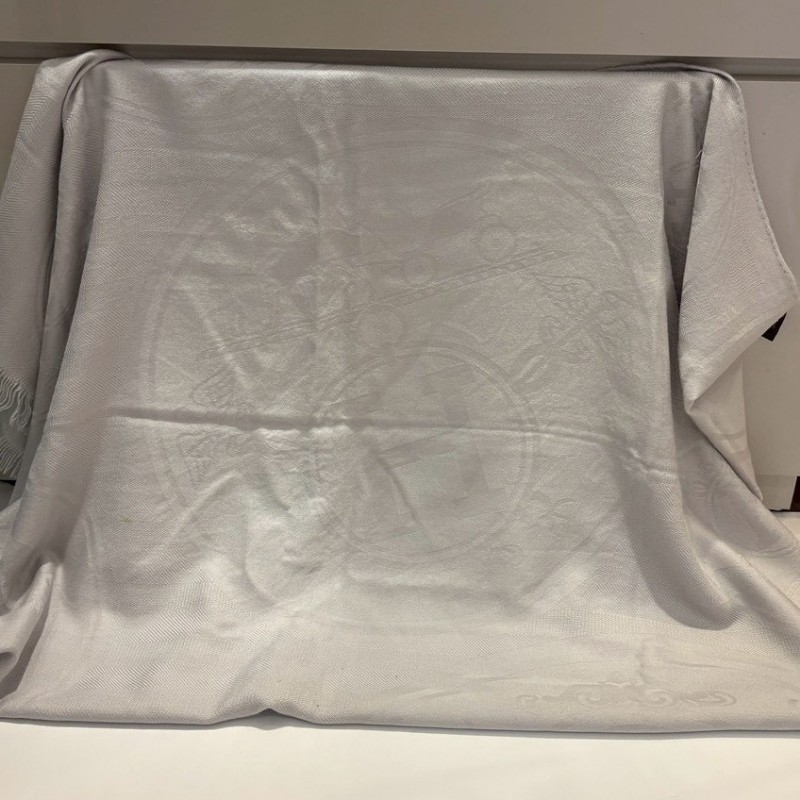 Hermes 淺灰馬車圖cashmere 圍巾-1