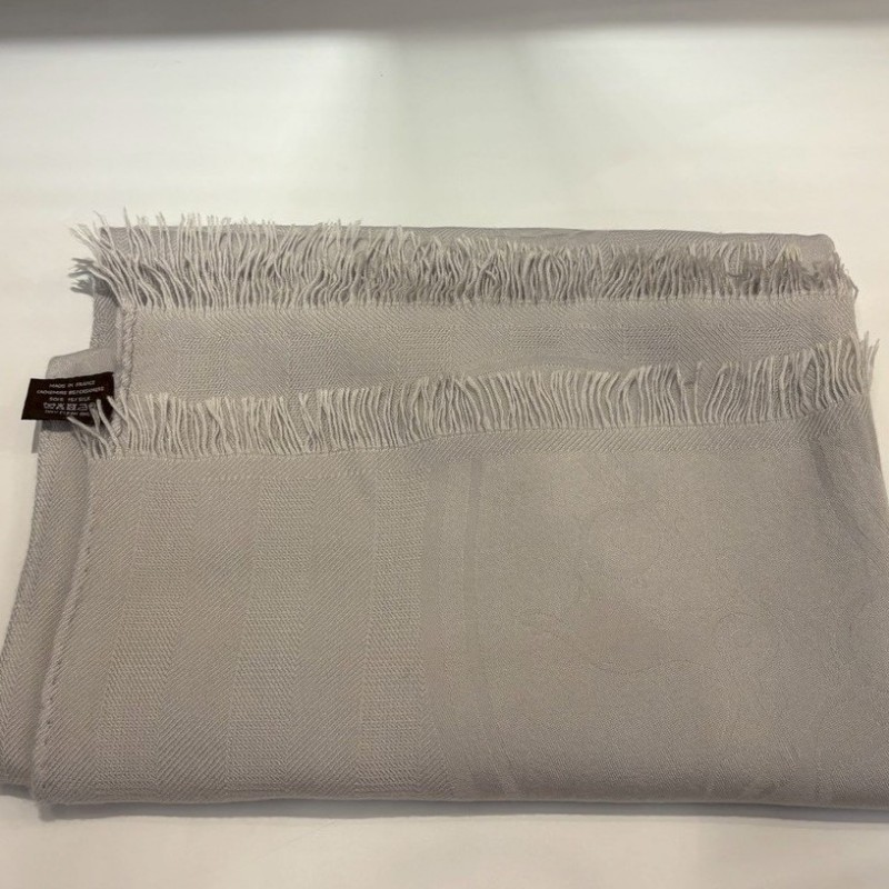 Hermes 淺灰馬車圖cashmere 圍巾-5