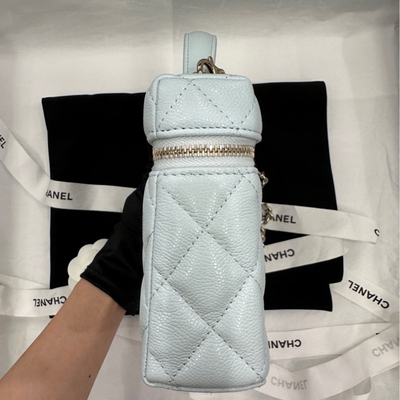 【配件：小票 防塵袋 ❤️】Chanel 25s lp 飯盒包 盒子包 淡藍色 藍色 天藍色 荔枝牛皮 金鍊 鏈條可拆卸 可手提/ 挎-2