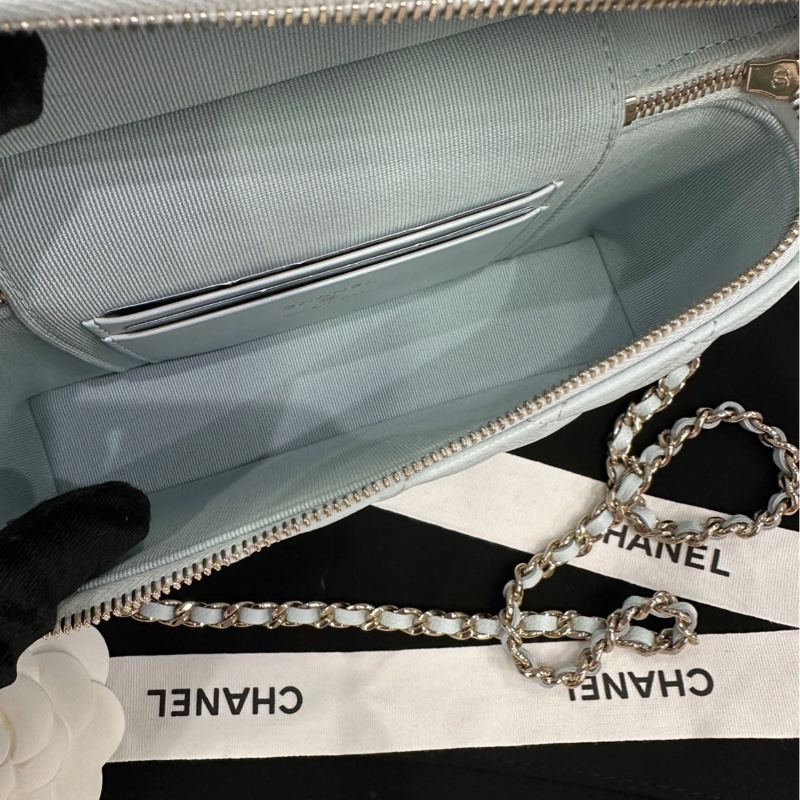 【配件：小票 防塵袋 ❤️】Chanel 25s lp 飯盒包 盒子包 淡藍色 藍色 天藍色 荔枝牛皮 金鍊 鏈條可拆卸 可手提/ 挎-5