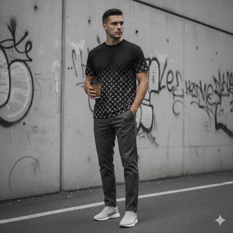 🚨 雙11最後倒數・今晚錯過等明年!【LOUIS VUITTON LV 路易威登】MONOGRAM漸變T恤 黑