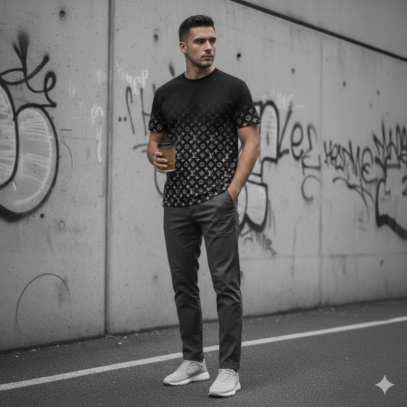 🚨 雙11最後倒數・今晚錯過等明年！【LOUIS VUITTON LV 路易威登】MONOGRAM漸變T恤 黑-0