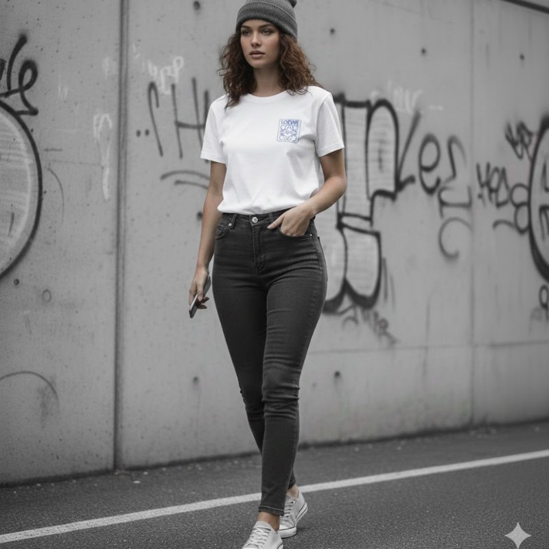 🚨 雙11最後倒數・今晚錯過等明年！【LOEWE 羅意威】白藍LOGO刺繡印花T恤-0