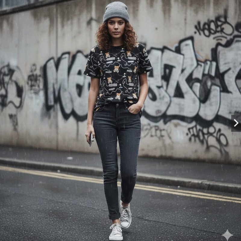 🚨 雙11最後倒數・今晚錯過等明年！【MOSCHINO】滿版印花LOGO 黑色T恤-0