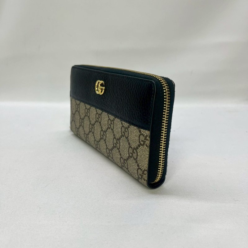 GUCCI 帆布拚皮革拉鍊長夾-2