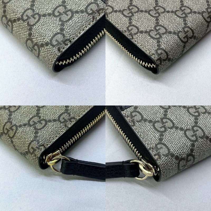 GUCCI 帆布拚皮革拉鍊長夾-8