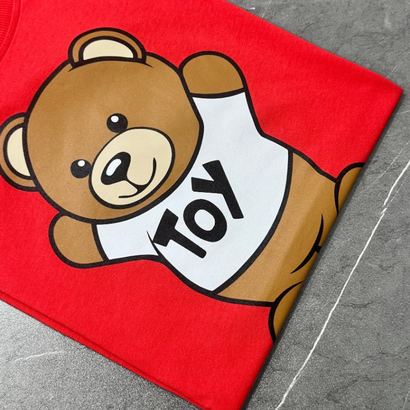 🚨 雙11最後倒數・今晚錯過等明年!【MOSCHINO】TOY泰迪熊LOGO紅色T恤-3