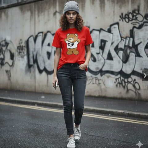 🚨 雙11最後倒數・今晚錯過等明年！【MOSCHINO】TOY泰迪熊LOGO紅色T恤