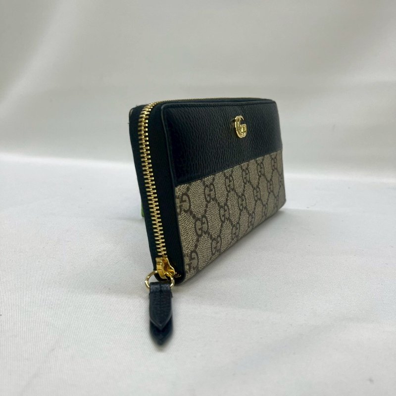 GUCCI 帆布拚皮革拉鍊長夾-3