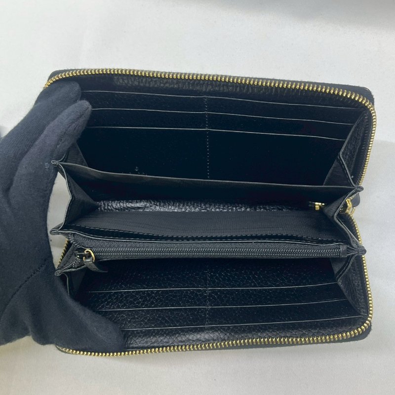 GUCCI 帆布拚皮革拉鍊長夾-4