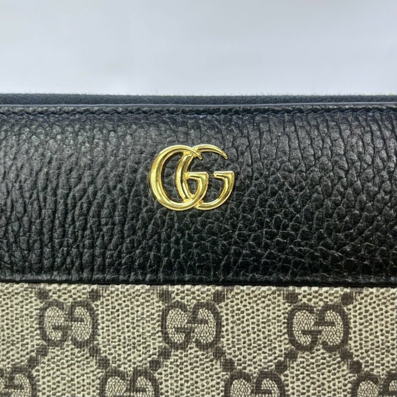 GUCCI 帆布拚皮革拉鍊長夾-5