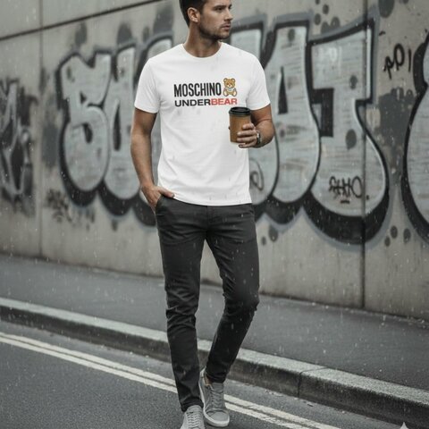 🔥 雙11全面開搶・全館折扣限時開啟！【MOSCHINO】泰迪熊文字LOGOT恤 白