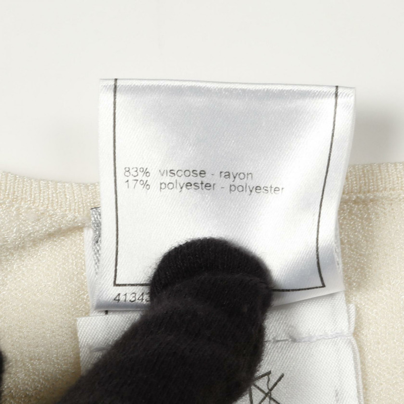 CHANEL COCO Mark 針織短袖 P21350V01291 人造絲白色二手女款 #38-3