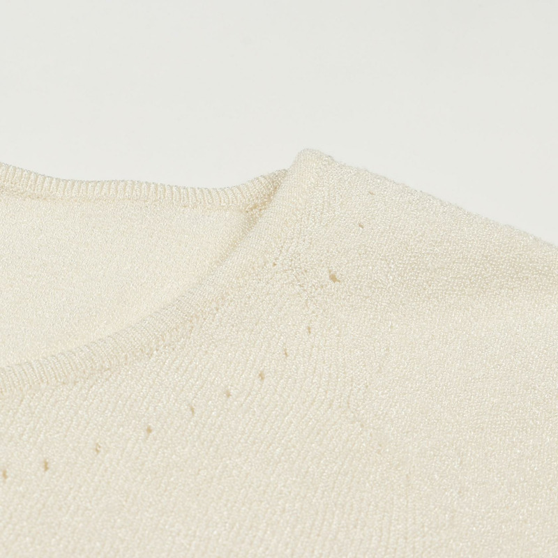 CHANEL COCO Mark 針織短袖 P21350V01291 人造絲白色二手女款 #38-6