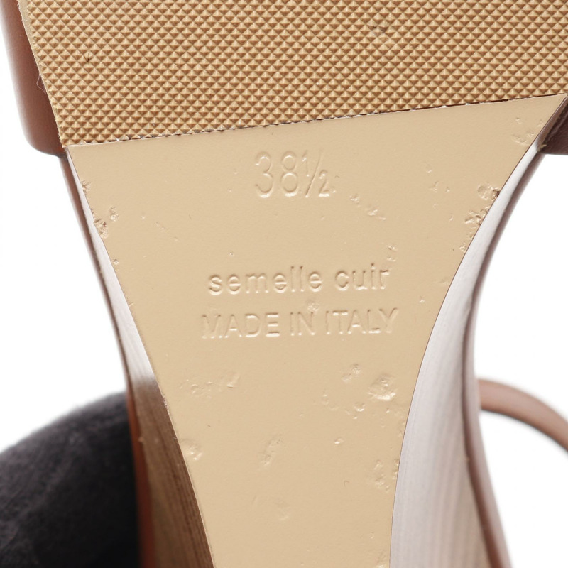 愛馬仕 Legend Gold 涼鞋高跟鞋皮革棕色二手女款尺寸 381/2-5
